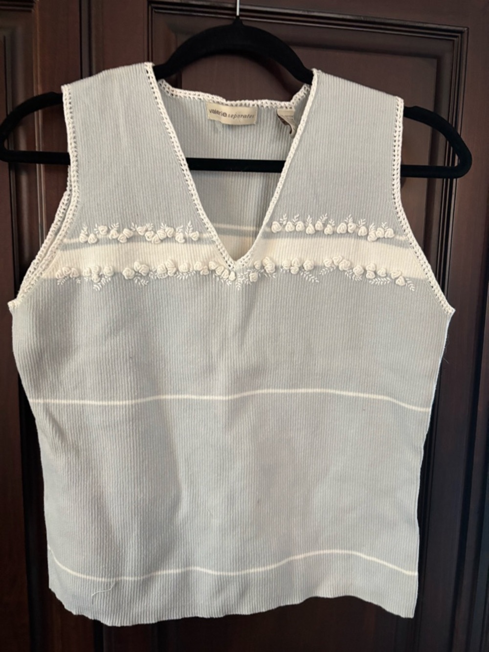 White Embroidered V-Neck Sleeveless Top - Modern Casual